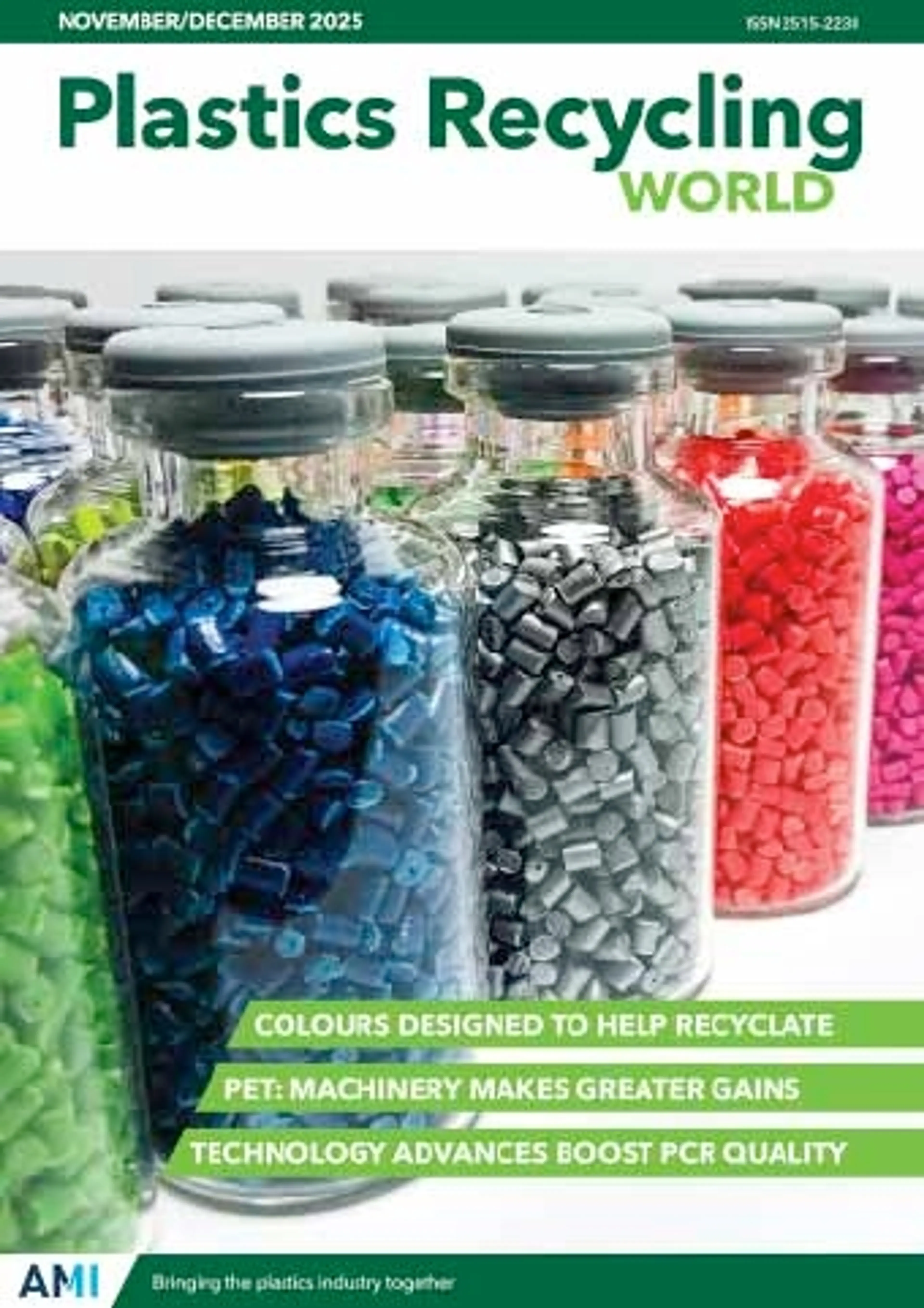 Cover of AMI's Plastics Recycling World November/December 2025 issue