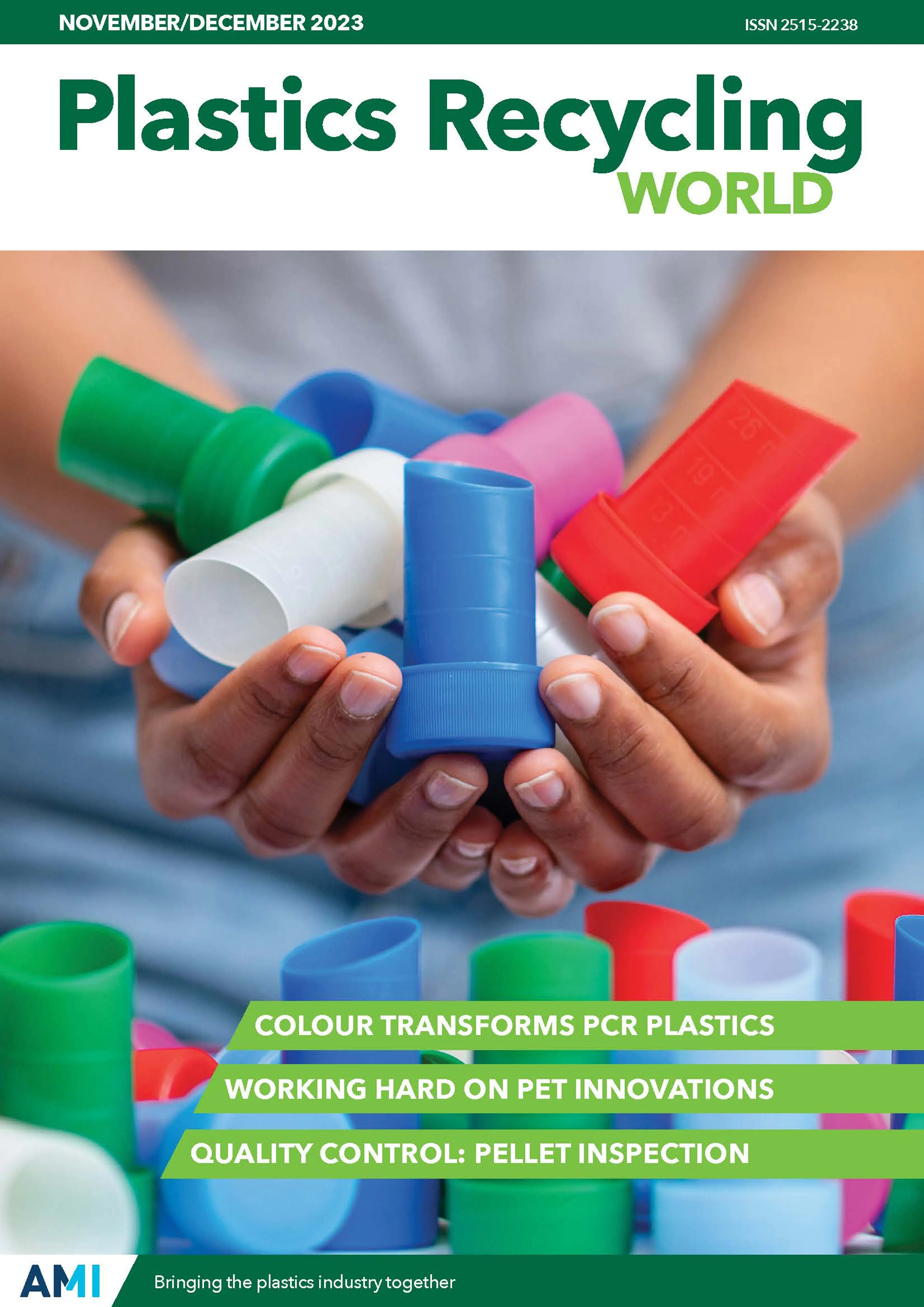 Cover of AMI's plastics recycling world December 2023 magazine