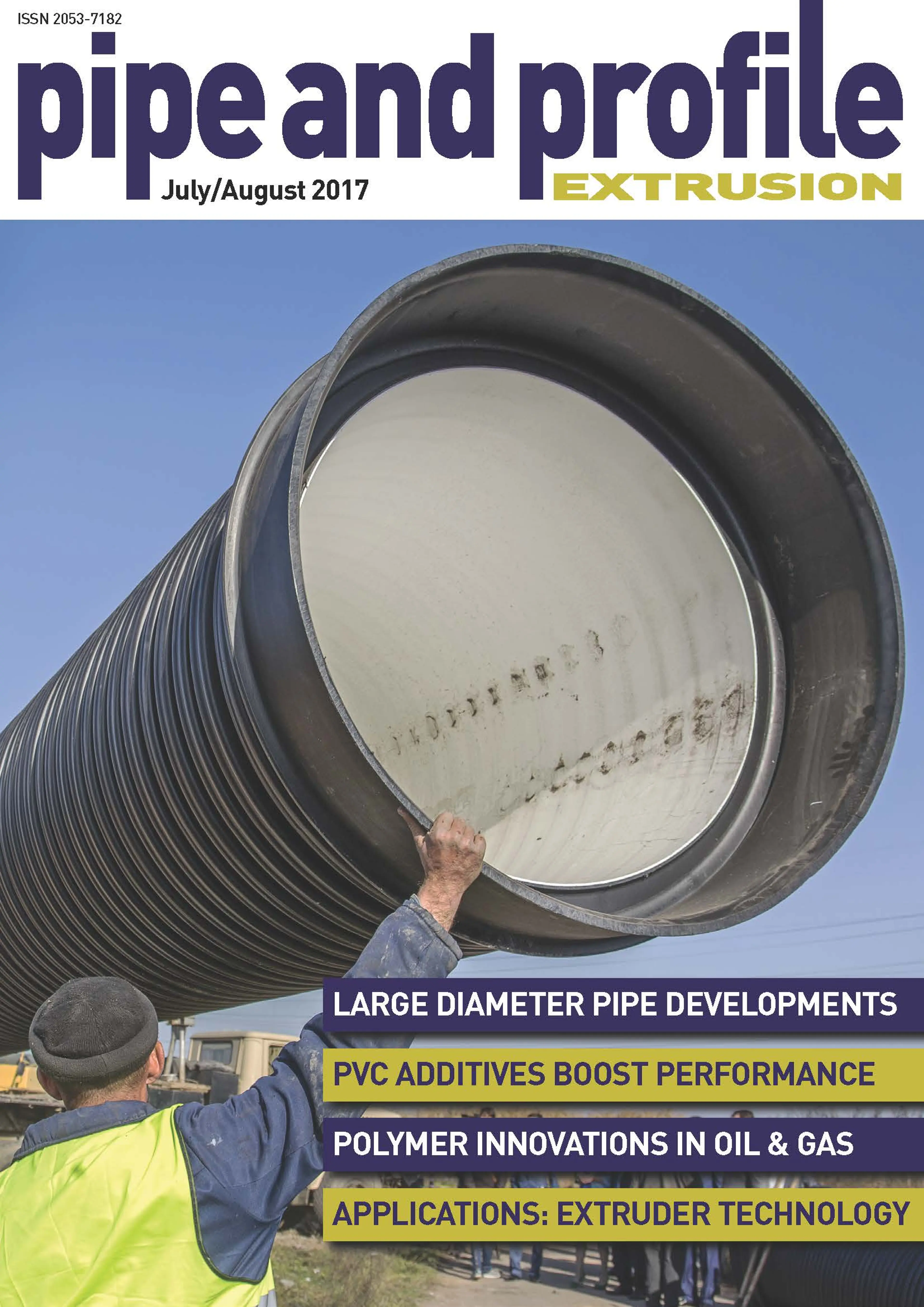 Cover of Pipe and Profile Extrusion Magazine July-August 0217 edition